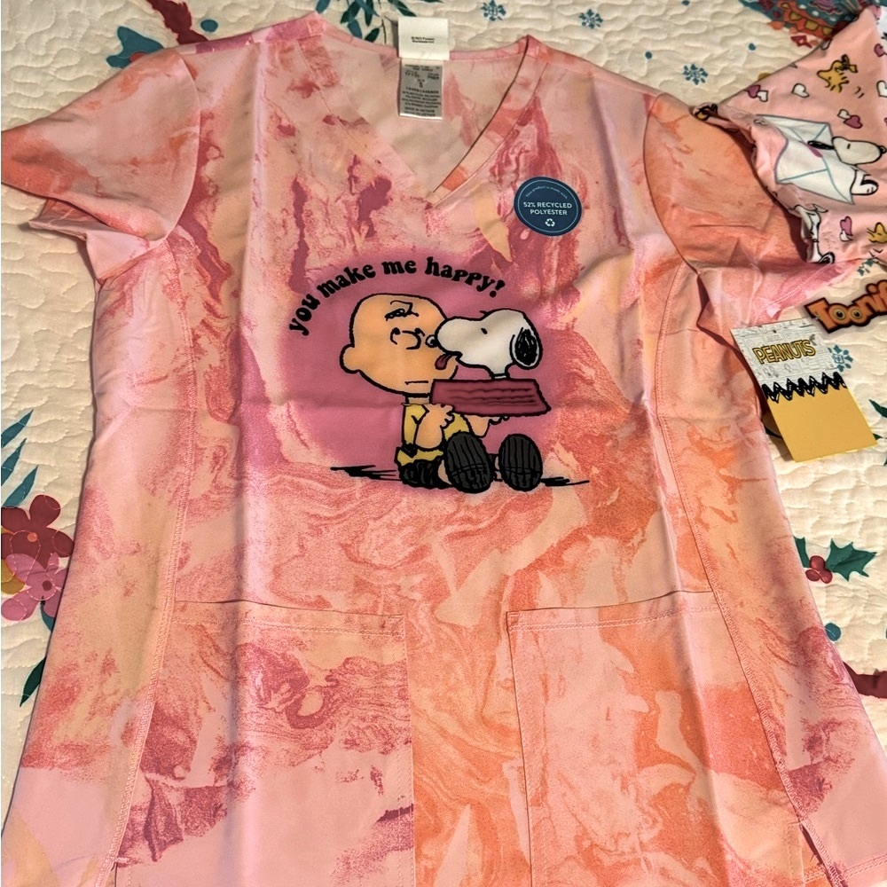 Peanuts Pink Scrub Top
